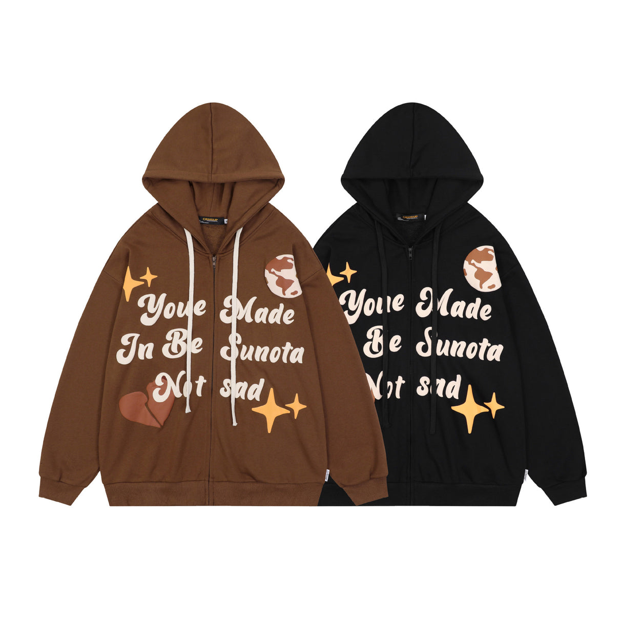 Unisex Hooded Printed Cardigan Hoodie
