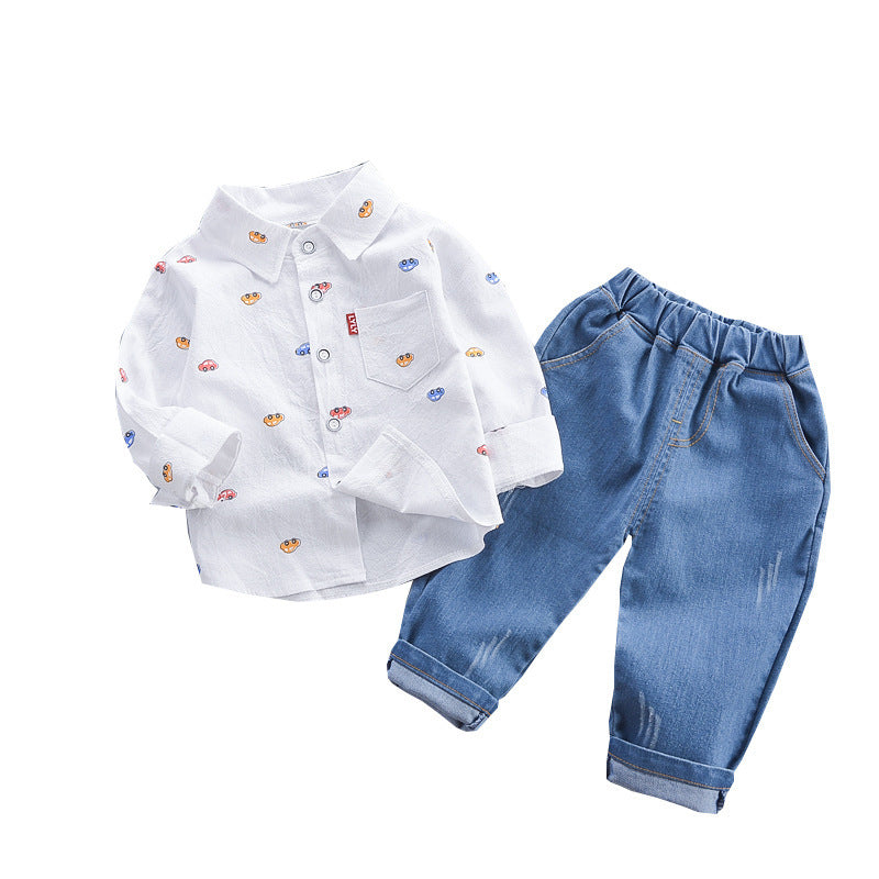 Autumn Clothing Casual Shirt Two-piece Boy Suit
