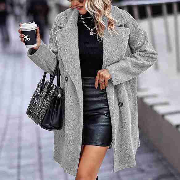 Fashion Button Pocket Long Sleeve Plush Women's Coat – Buy Yours Now