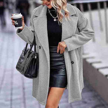 Fashion Button Pocket Long Sleeve Plush Women's Coat – Buy Yours Now