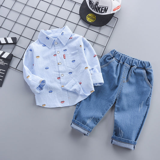 Autumn Clothing Casual Shirt Two-piece Boy Suit