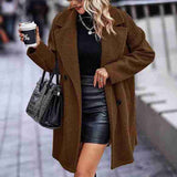 Fashion Button Pocket Long Sleeve Plush Women's Coat – Buy Yours Now