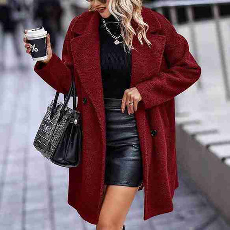 Fashion Button Pocket Long Sleeve Plush Women's Coat – Buy Yours Now
