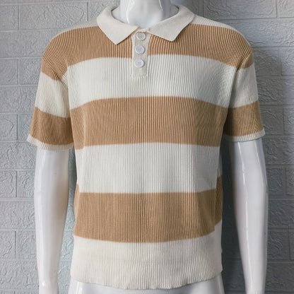 Mens Clothing Summer Fashion Lapel Sweater Short Sleeve