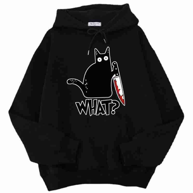 Killer Black Cat Surprised Hoodies Male – Grab Yours Today