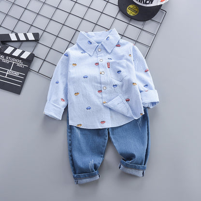 Autumn Clothing Casual Shirt Two-piece Boy Suit