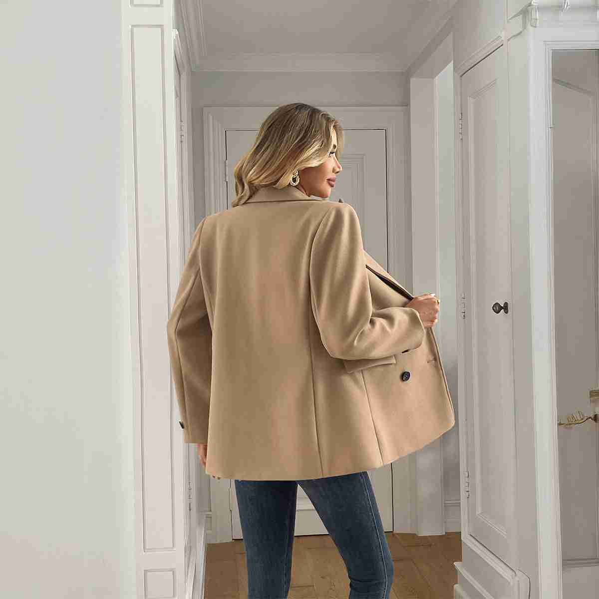 Solid Color Long Sleeve Jacket Coat Women's Clothing